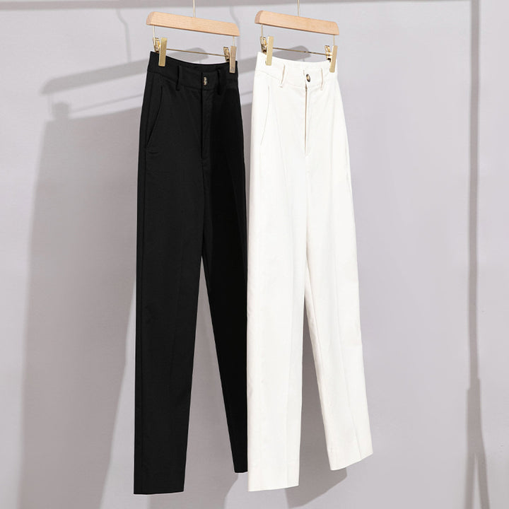 Damen Hochtaillierte gerade geschnittene Chino-Hose mit Bügelfalte Drune