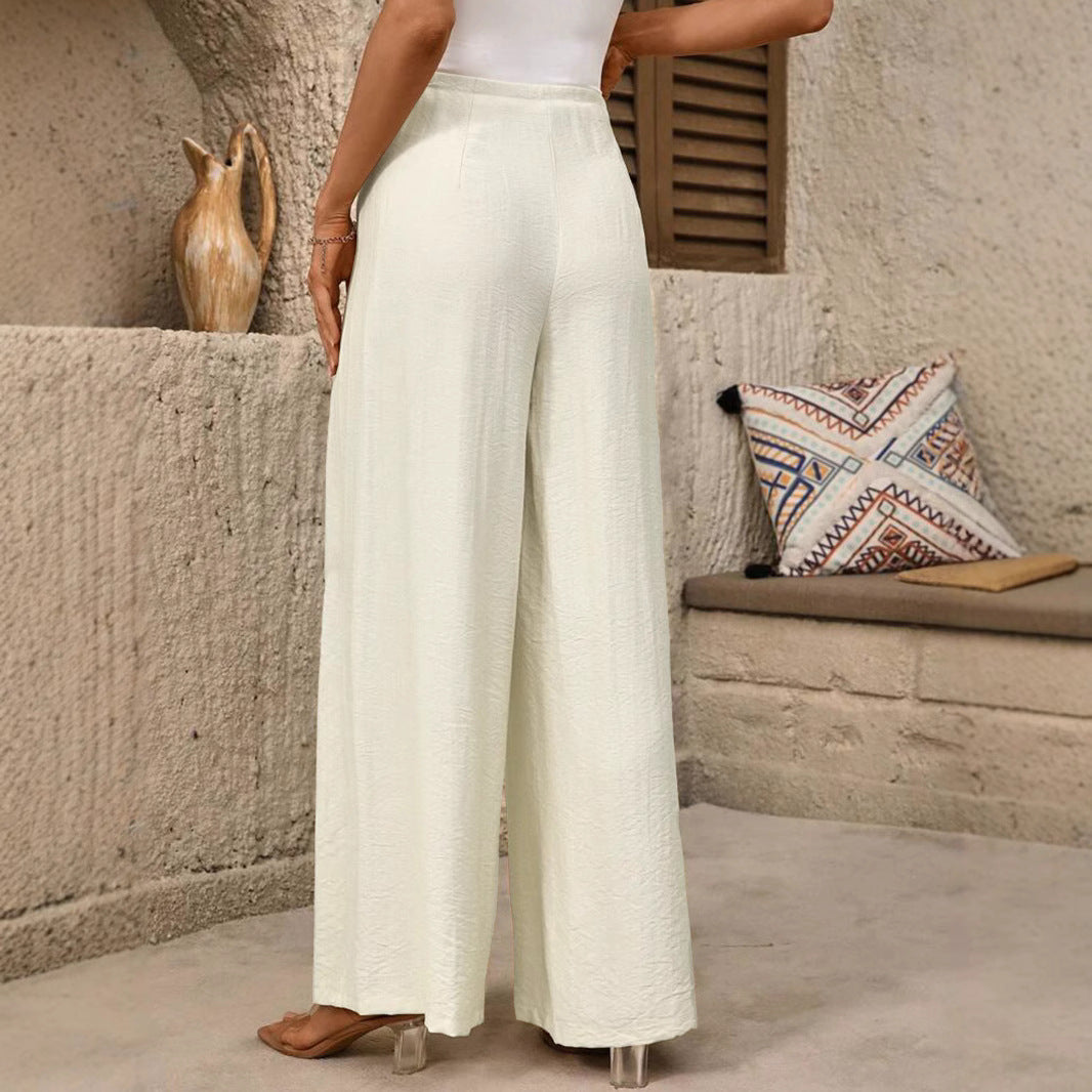 Damen Weit geschnittene Palazzo-Hose mit eleganter Faltenlegung Drune