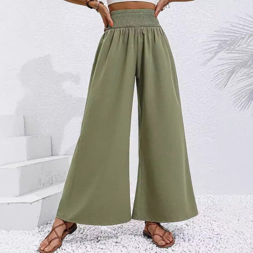 Damen weite Palazzo-Hose mit elastischem Bund und lässigem Schnitt Drune