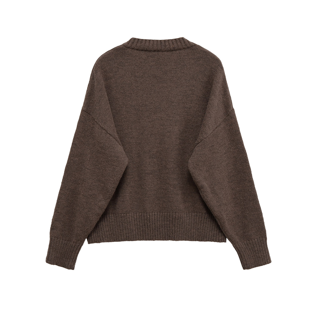 Damen V-Ausschnitt Strickpullover mit lässigem Schnitt Drune