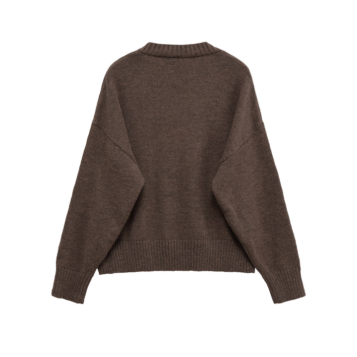 Damen V-Ausschnitt Strickpullover mit lässigem Schnitt Drune