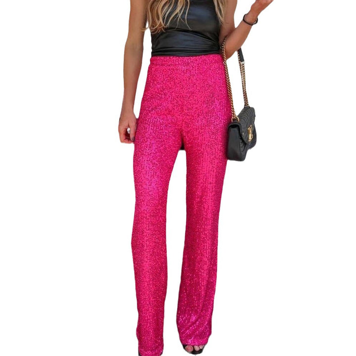 Damen Glitzernde Palazzo-Hose mit weitem Bein Drune