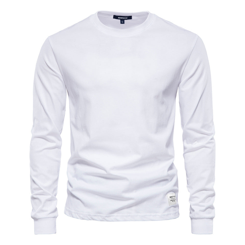 Herren nan klassisches langärmliges Baumwollshirt mit Rundhalsausschnitt und elastischen Bündchen Drune