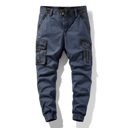Herren Cargo-Joggerhose mit Multifachtaschen, elastischem Saum & Camouflage-Akzent Drune