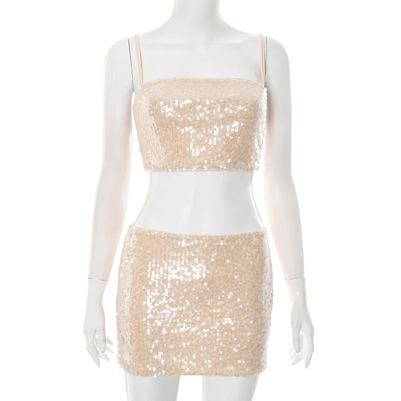 Damen Glitzerndes Zwei-teiligen Abendkleid-Set Drune