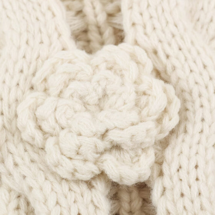 Damen Strickweste mit Zopfmuster, Blumenapplikationen und Noppenstruktur Drune