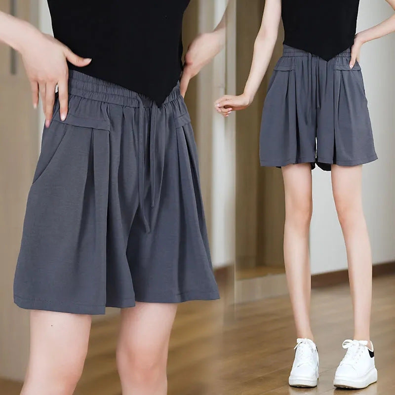Damen kurze Freizeithose mit elastischem Taillenbund und praktischen Seitentaschen Drune