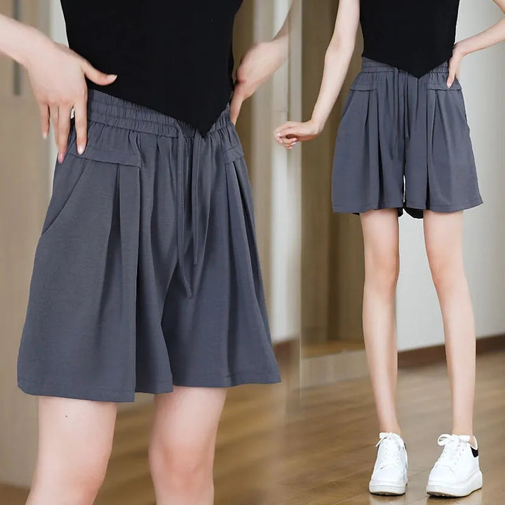 Damen kurze Freizeithose mit elastischem Taillenbund und praktischen Seitentaschen Drune