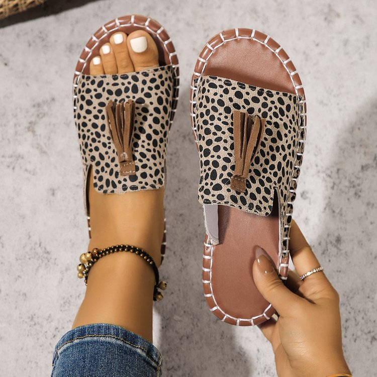 Damen Offene Pantoletten mit Quaste im Espadrille‑Stil Drune