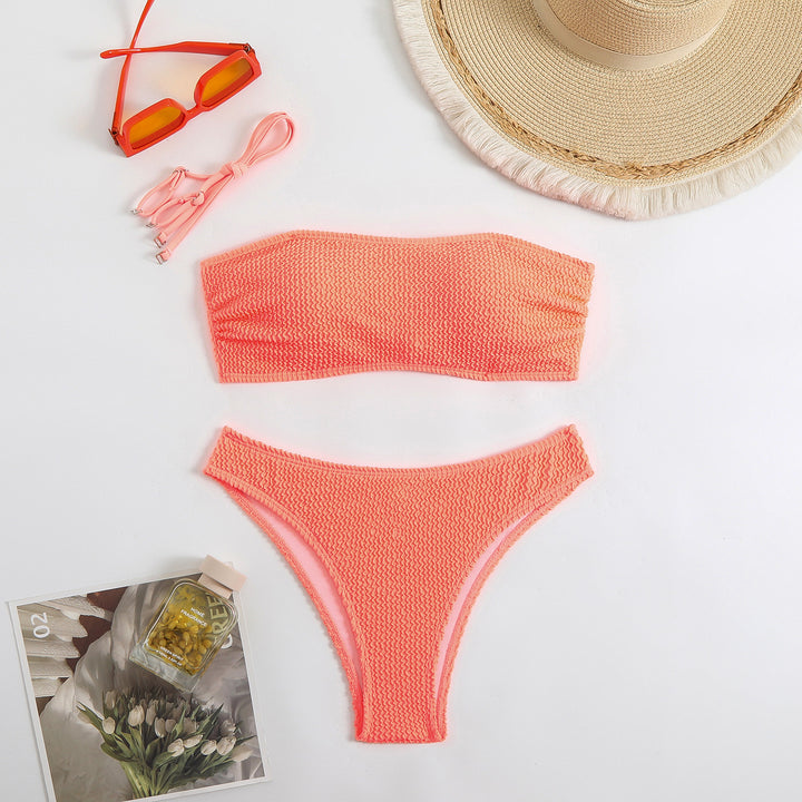 Damen Bandeau-Bikini-Set mit strukturiertem Gewebe Drune