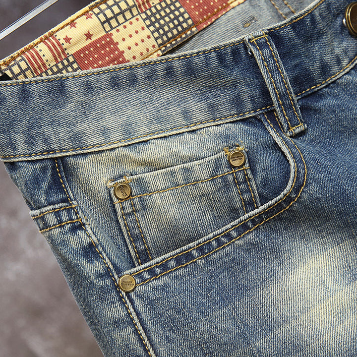 Herren Destroyed Denim-Shorts mit stylischen Rissen und Vintage-Details Drune
