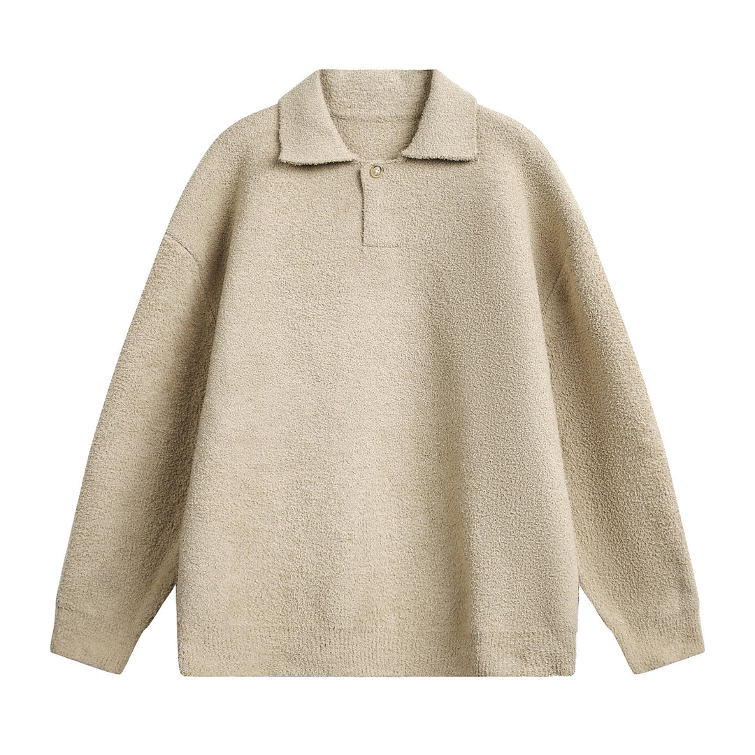 Unisex Fleece-Polo-Pullover mit Knopfkragen und Teddy-Struktur Drune