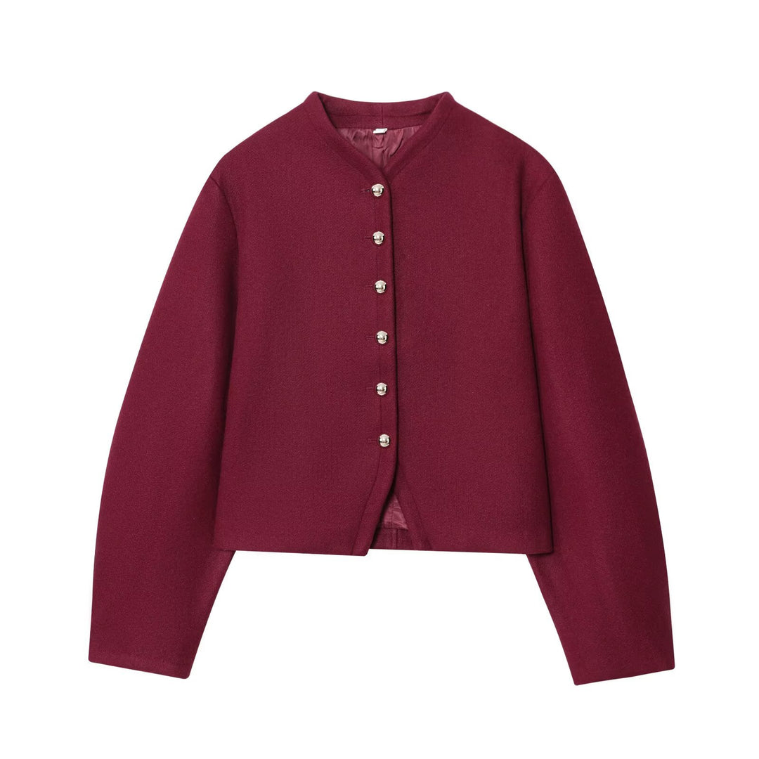 Damen Kurze, elegante Jacke aus feinem Wollmix mit schimmernden Knöpfen Drune