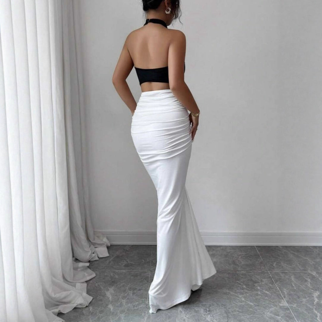Damen Elegantes, figurbetontes Abendkleid mit Kunstseiden-Raffung Drune
