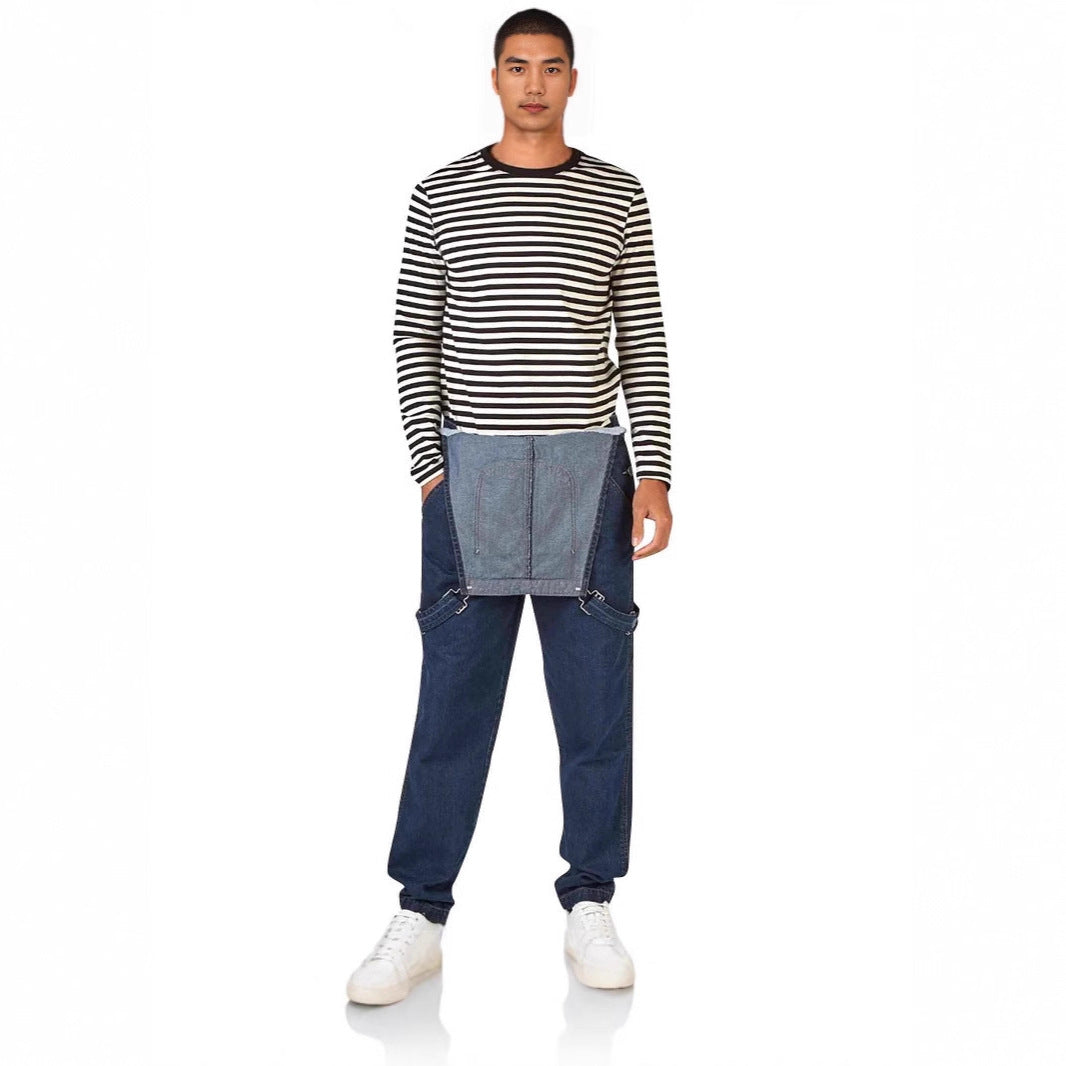 Herren Jeans Latzhose mit Taschen und verstellbaren Trägern