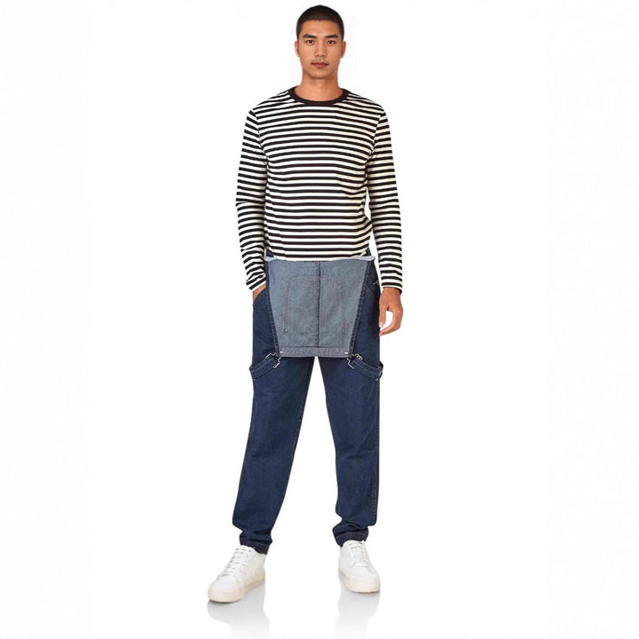 Herren Jeans Latzhose mit Taschen und verstellbaren Trägern