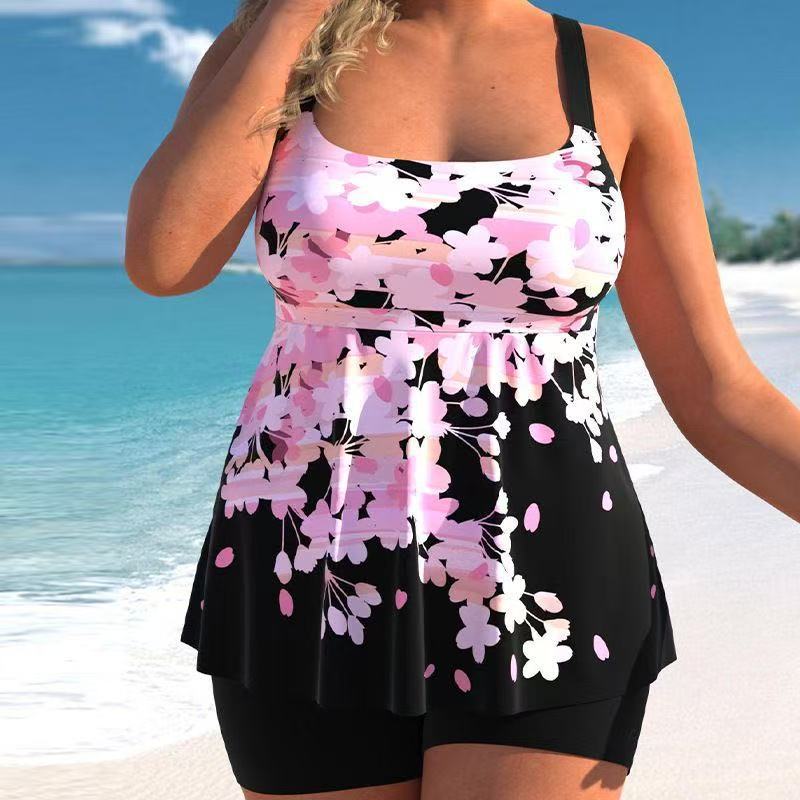 Damen Bade-Set mit floralem Oberteil und Shorts Drune
