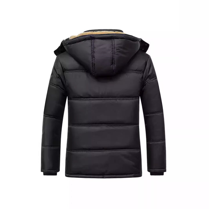 Herren Langer Thermoisolierter Steppparka mit Teddy-Innenfutter, Kapuze und Klappentaschen Drune