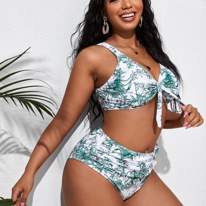 Damen Hochtailliertes Bikini-Set mit floralem Design Drune