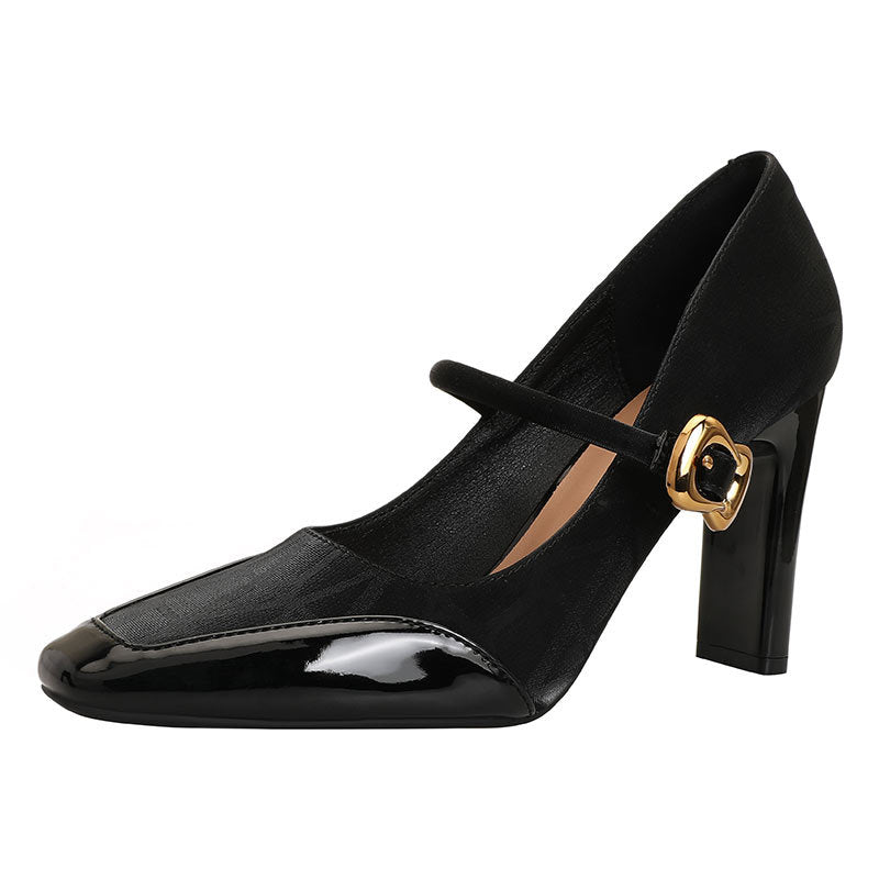 Damen elegante Mary Jane Pumps mit robustem Blockabsatz Drune