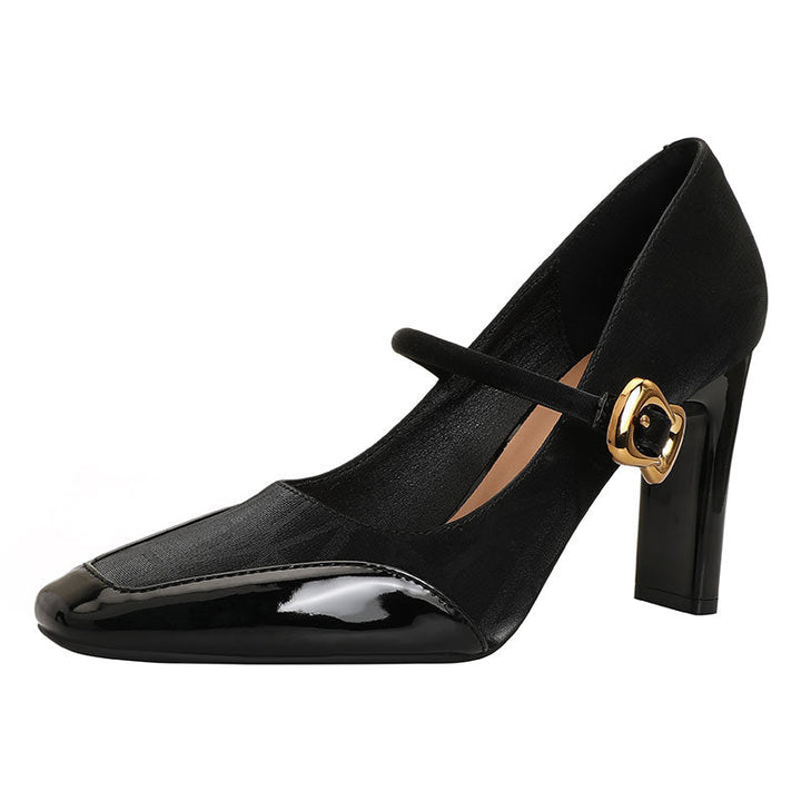 Damen elegante Mary Jane Pumps mit robustem Blockabsatz Drune