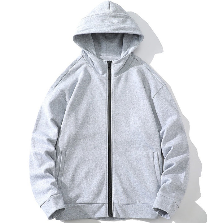 Unisex Oversize Kapuzen-Zipjacke aus weichem Fleece mit durchgehendem Reißverschluss und Eingrifftaschen Drune