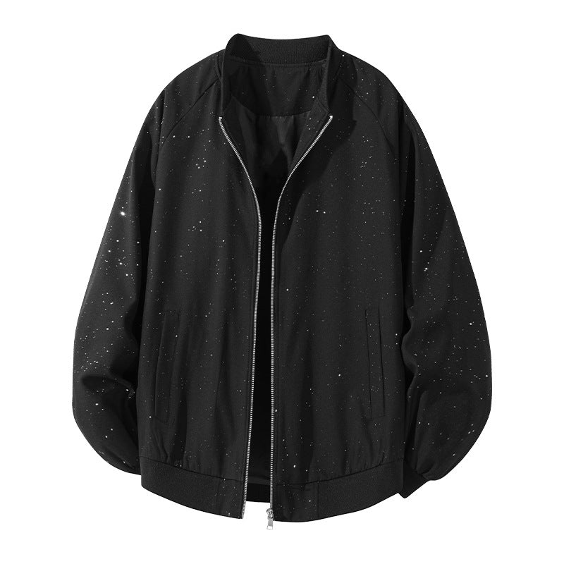 Herren Leichte Oversize Blouson-Bomberjacke mit Raglanärmeln, Zwei-Wege-Reißverschluss und Eingrifftaschen Drune