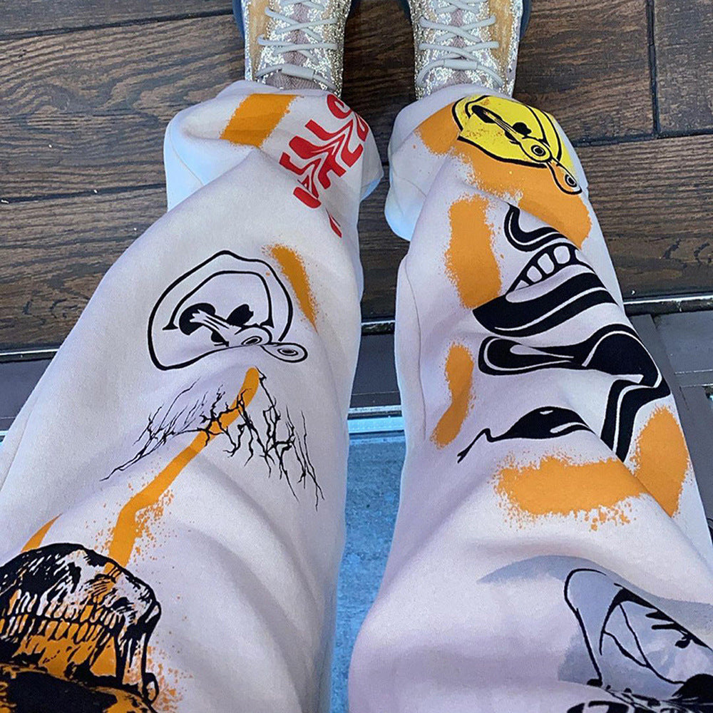 Damen Baggy Jogginghose mit kreativen Grafikdetails Drune