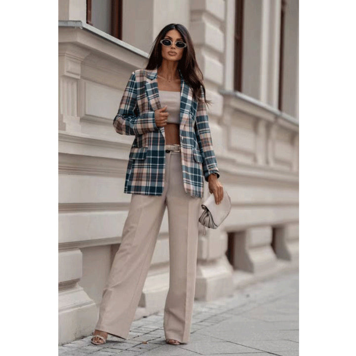 Damen Karierter Blazer Drune