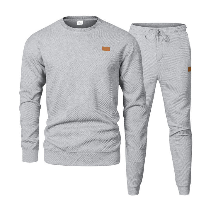 Herren Feinstrukturiertes Lounge-Set mit Rundhals-Pullover & schmaler Jogginghose Drune