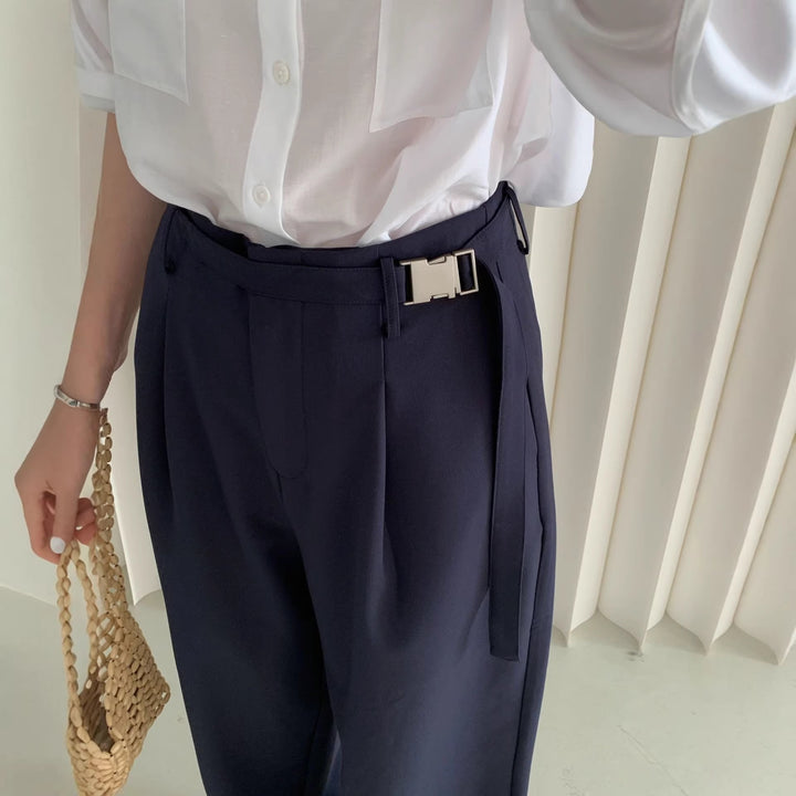 Damen Weite Bundfaltenhose Drune
