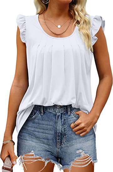 Damen luftiges Blusenshirt mit elegantem Rüschendesign Drune