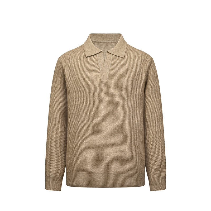 Herren Modisches Langarm Strickpolo Drune