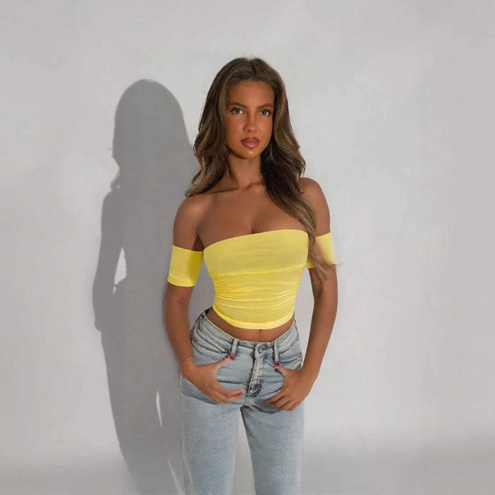 Damen Off-Shoulder Top mit figurformendem Schnitt Drune