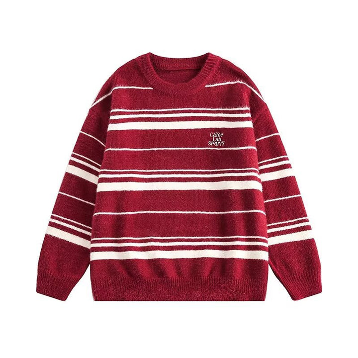 Damen Moderner Strickpullover mit Streifenmuster Drune