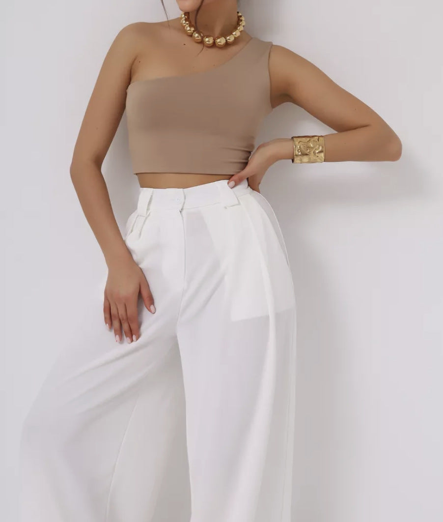 Damen weite Palazzohose mit hohem Bund und eleganter Taillierung Drune