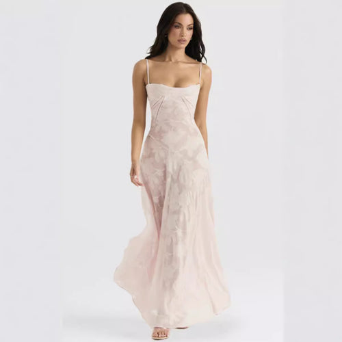 Damen nan fließendes Maxikleid mit Korsage-Oberteil und Spaghettiträgern Drune