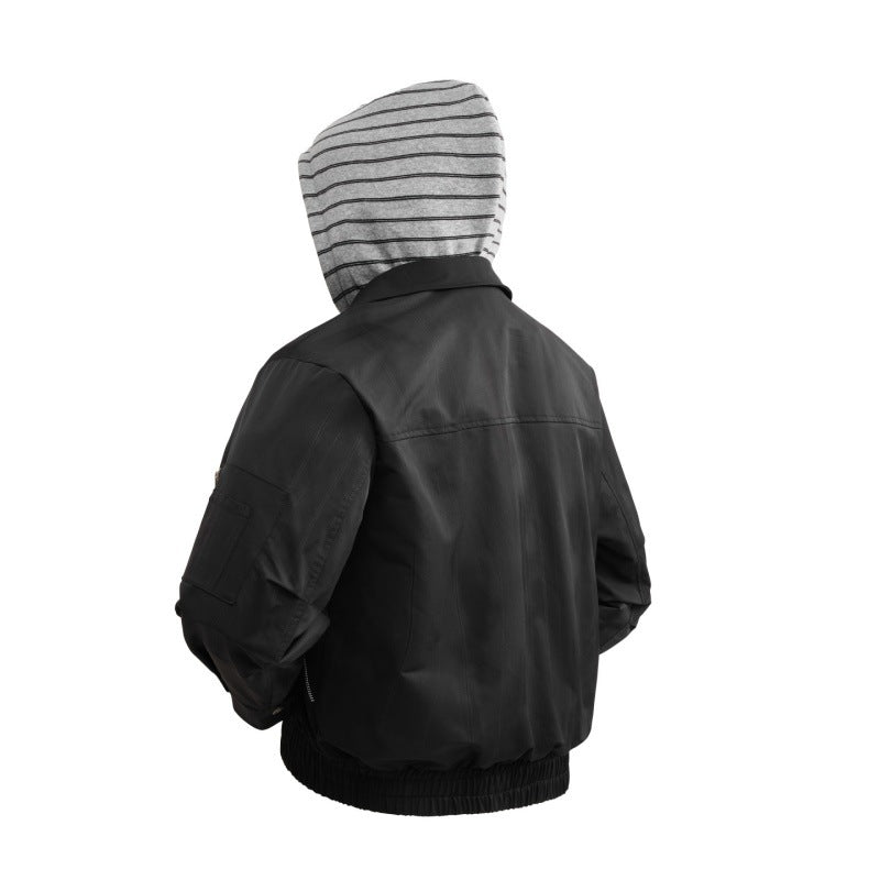 Herren leichte Bomberjacke mit gestreifter Kapuzeninnenjacke, elastischem Saum und Utility-Ärmeltasche Drune