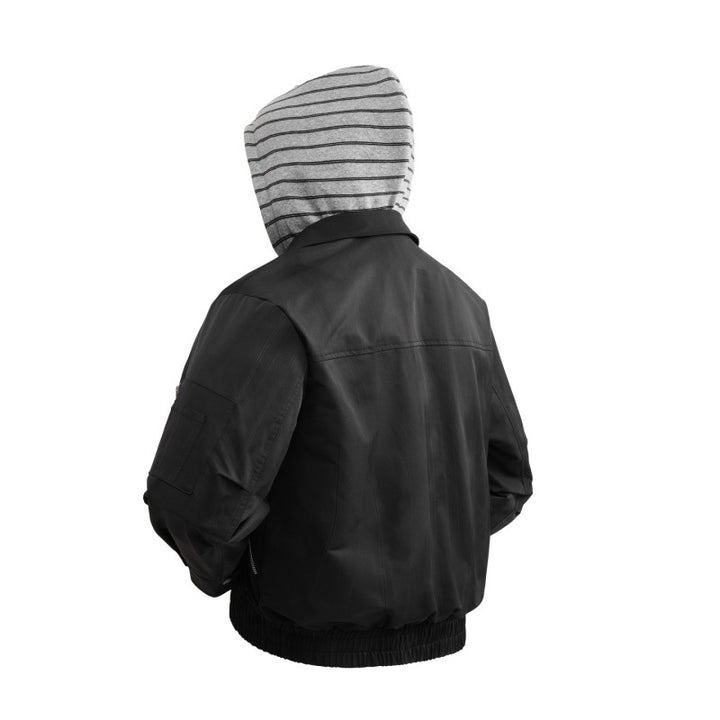 Herren leichte Bomberjacke mit gestreifter Kapuzeninnenjacke, elastischem Saum und Utility-Ärmeltasche Drune