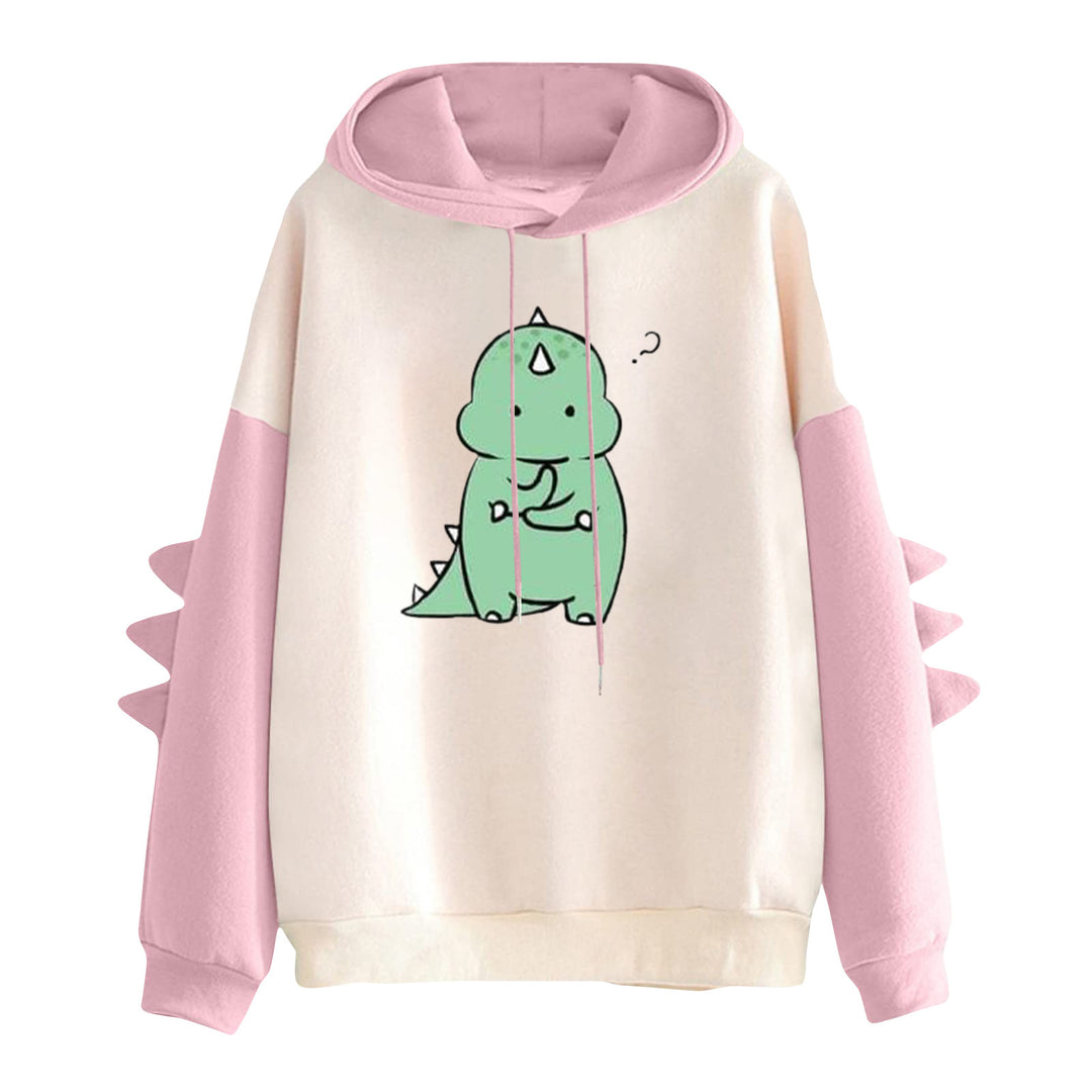 Damen nan Kapuzenpullover mit niedlichem Dinosaurier-Print und dreidimensionalen Ärmeldetails Drune