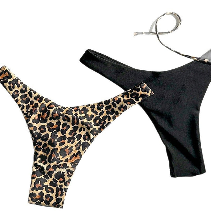 Damen Triangel-Bikini mit verspieltem Leopardenmuster und modischen Trägern Drune