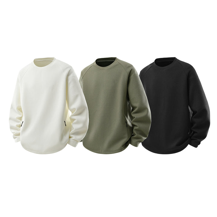 Herren Waffelstruktur-Thermo-Sweatshirt mit Raglanärmeln und Reißverschlusstaschen Drune
