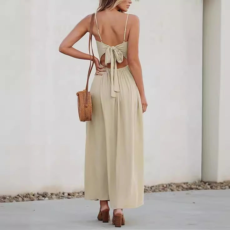 Damen Maxikleid mit schickem Knotendetail und fließendem Schnitt Drune