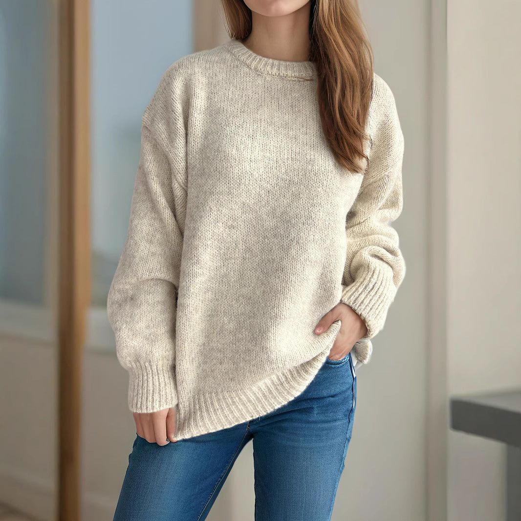 Damen Grobstrickpullover mit großzügigen Ärmeln und modernem Schnitt Drune