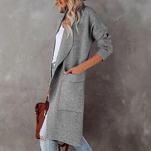 Damen Longline Cardigan mit praktischen Taschen und fließendem Schnitt Drune