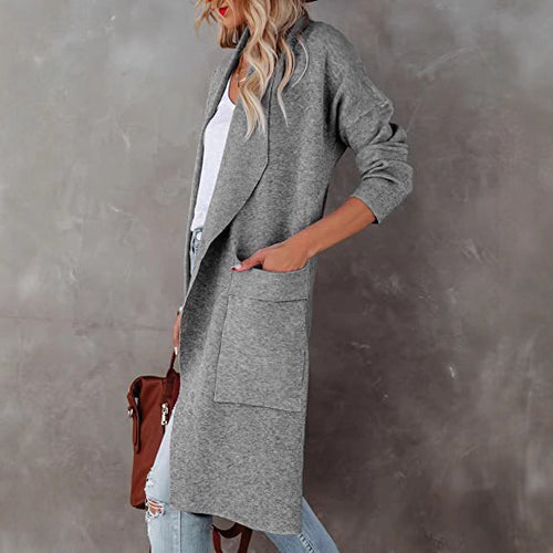 Damen Longline Cardigan mit praktischen Taschen und fließendem Schnitt Drune