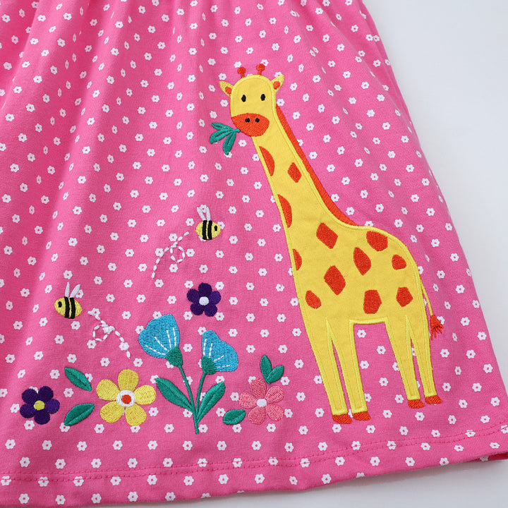 Mädchen Baumwollkleid mit niedlichem Giraffenmuster Drune