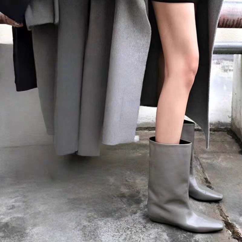 Damen kniehohe Stiefel mit quadratischer Zehenform und schlankem Schaft Drune