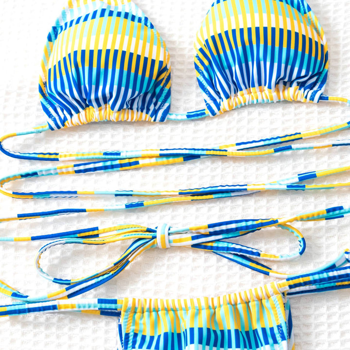Damen Bandeau-Bikini mit modischen Streifen und anpassbaren Trägersystem Drune