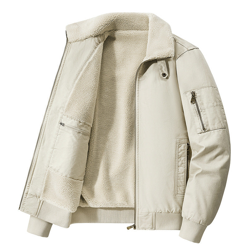 Men's  thermal sherpa-lined utility bomber jacket with inner zip stash pocket Drune